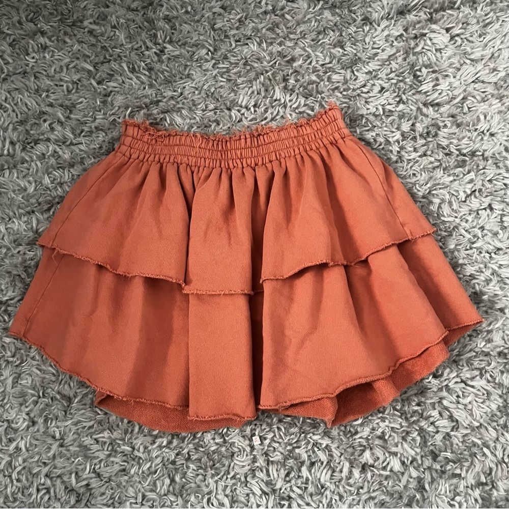 Aerie Burnt Orange Mini Ruffle Skirt Size Small